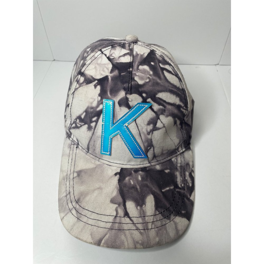 Justice K women's/girls hat purple/white marble design velcro strap